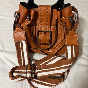 Brown Faux Leather Tote Bag